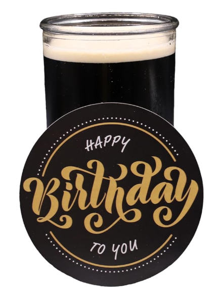 Black & Gold Happy Birthday Coasters - 25 Pack, 4 Inch, Thick Kraft Paper Bar Coasters, Perfect for Parties & Gatherings