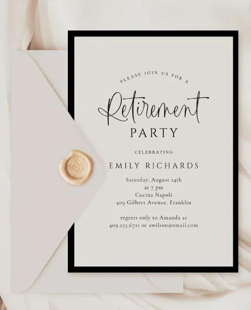 Simple Elegant Calligraphy Script Retirement Party Invitation